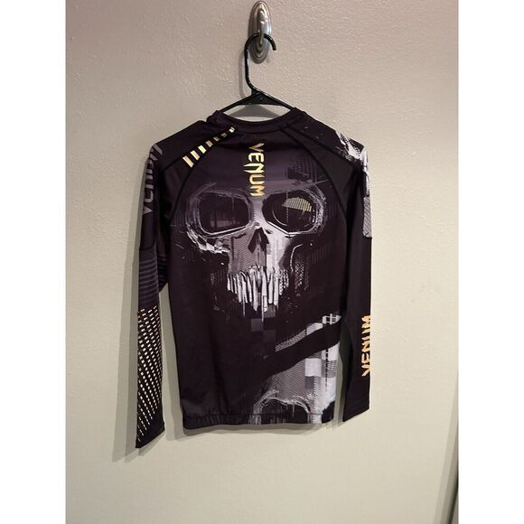 Venum Mens Large Skull Rashguard Long Sleeve Black Jiu Jitsu - Picture 10 of 11